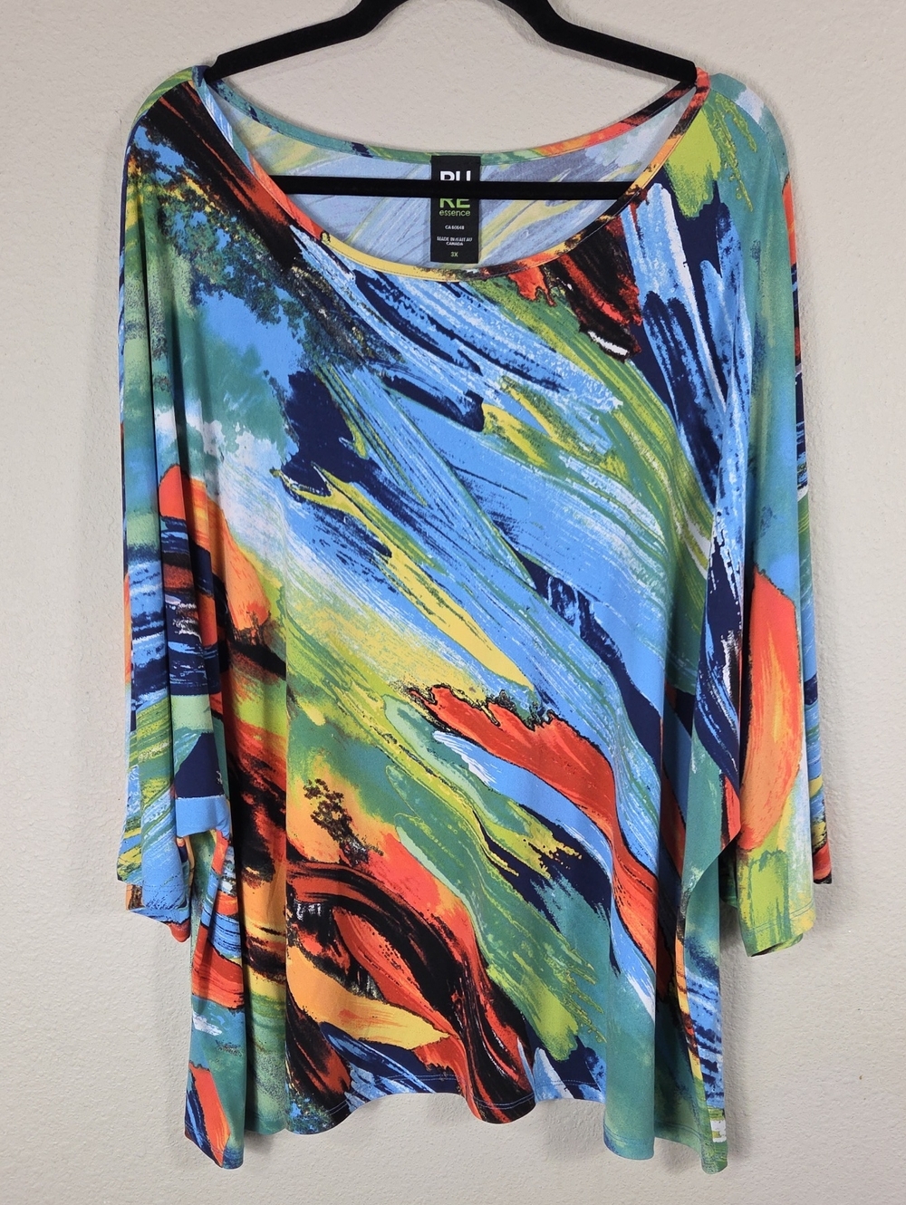 Pure Essence 3X Abstract Artsy Tunic Top Multicolor Made in Canada